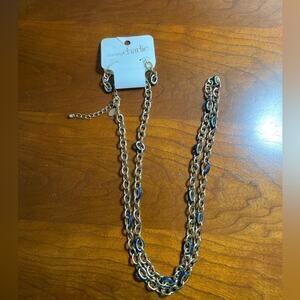 Charming‎ Charlie Gold Tone Blue Necklace with Matching Earrings NWT